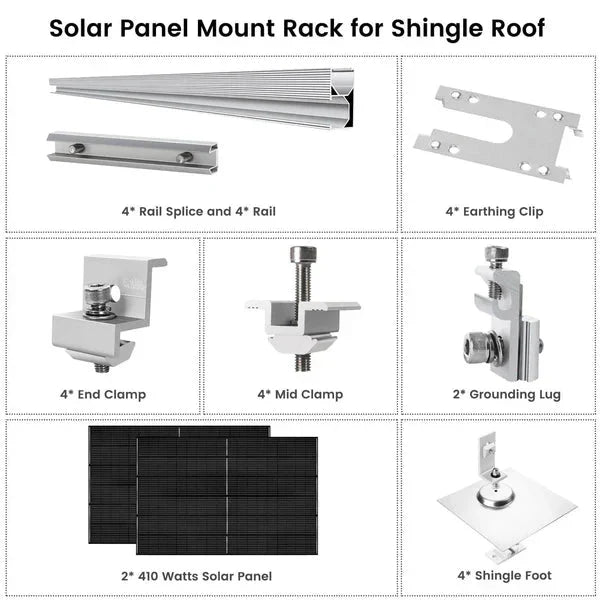 Natures Generator 2 x 410 Watt Monocrystalline Solar Panel With Solar Panel Mount Rack