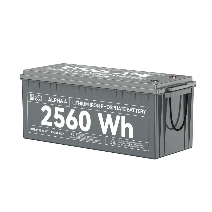 Rich Solar ALPHA 4 24V 100Ah LiFePO4 Battery w/ Internal Heating and Bluetooth