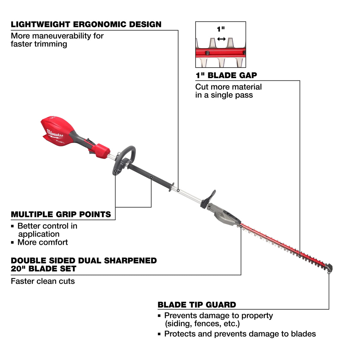Milwaukee 3043-20 M18 FUEL™ Short Pole Hedge Trimmer
