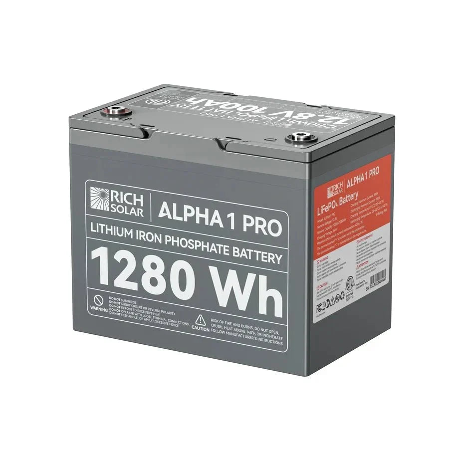 Rich Solar ALPHA 1 PRO 12V 100Ah LiFePO4 Lithium Iron Phosphate Battery