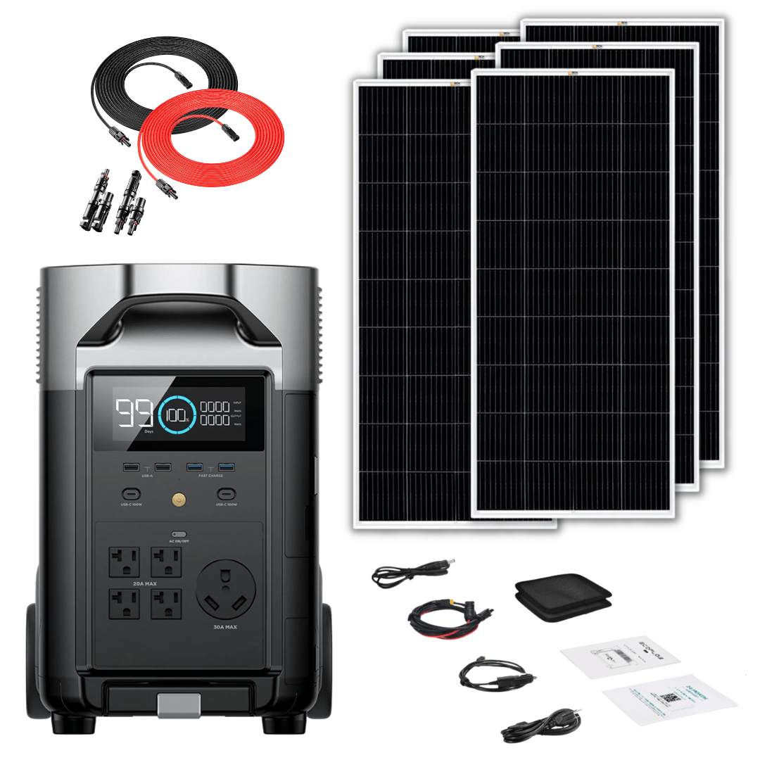 EcoFlow DELTA Pro 3600Wh 3600W Solar Generator + 200W Rigid Monocrystalline Solar Panels Kit