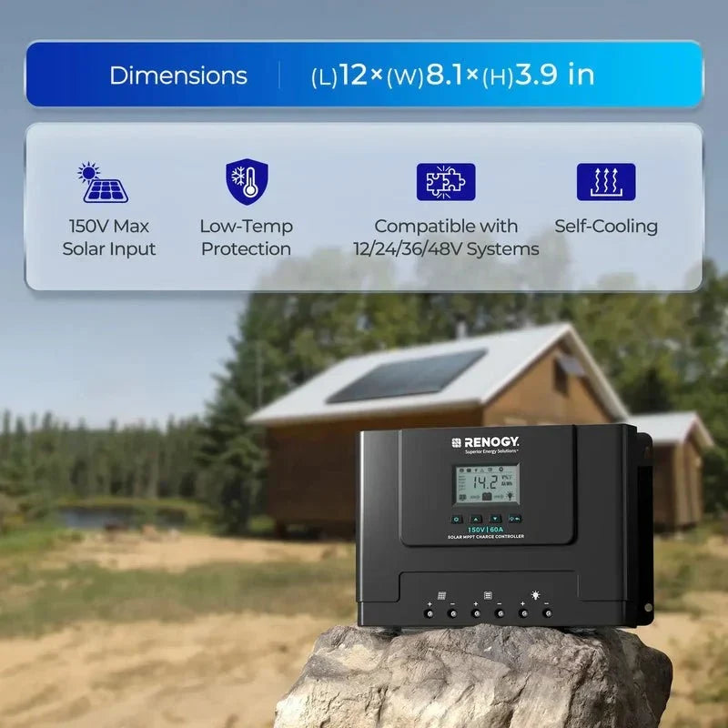 Renogy Rover Lite 12V/ 24V/ 36V/ 48V 60A MPPT Solar Charge Controller with Bluetooth Module
