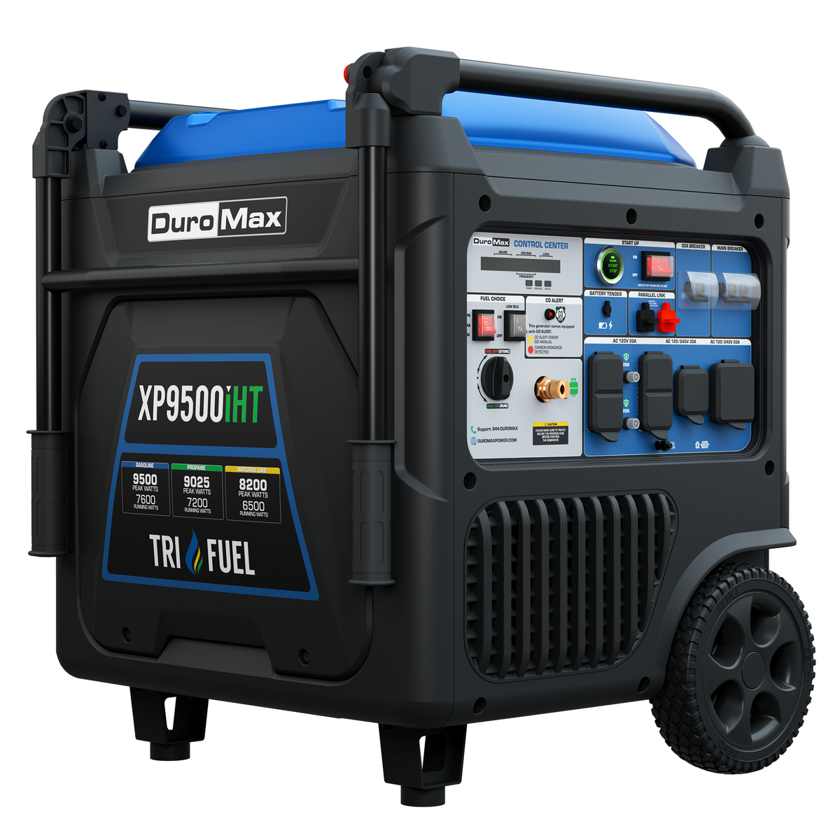DuroMax XP9500iHT 9,500 Watt Portable Tri Fuel Inverter Generator - Quiet, Low THD