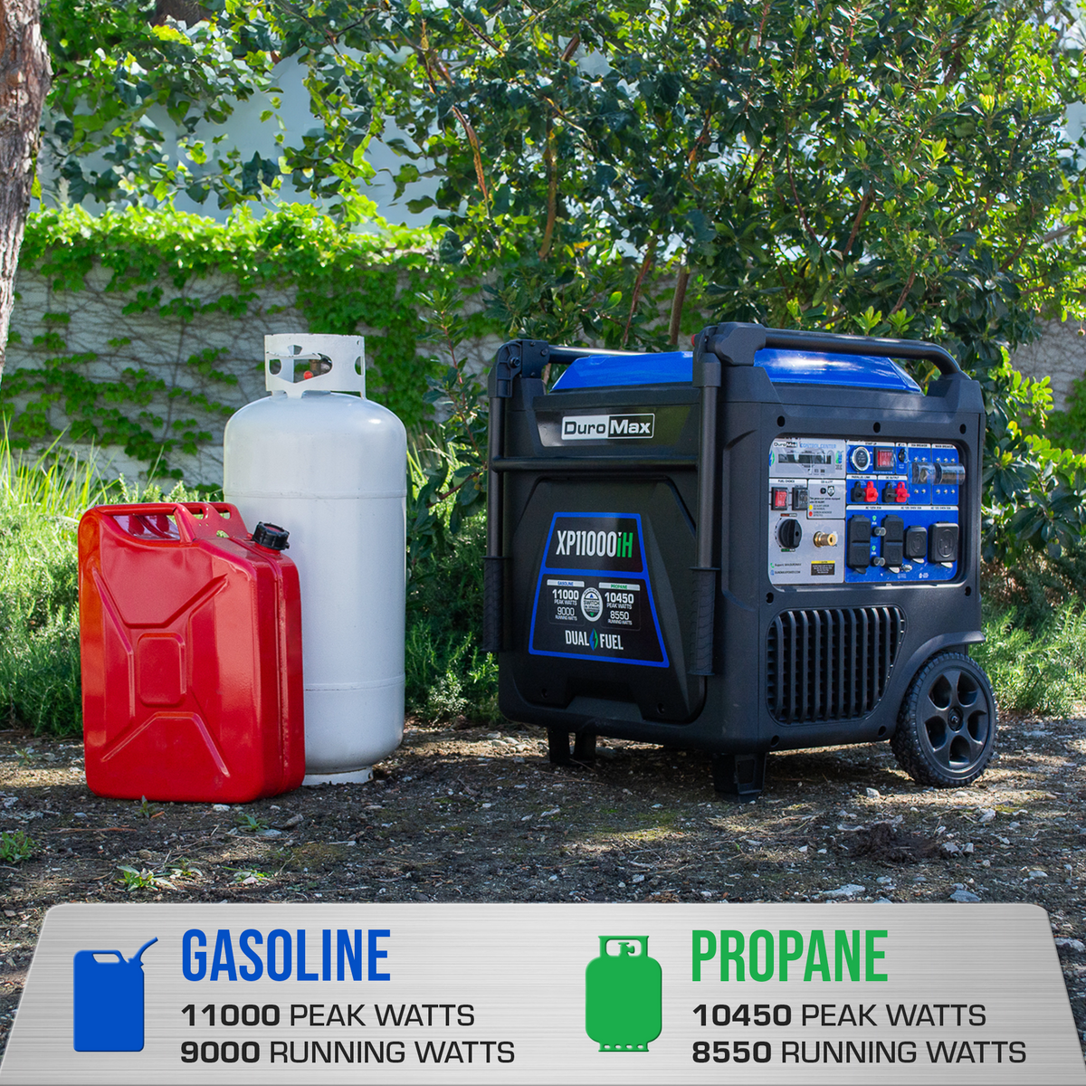 DuroMax XP11000iH 11,000 Watt Portable Dual Fuel Inverter Generator - Quiet, Low THD