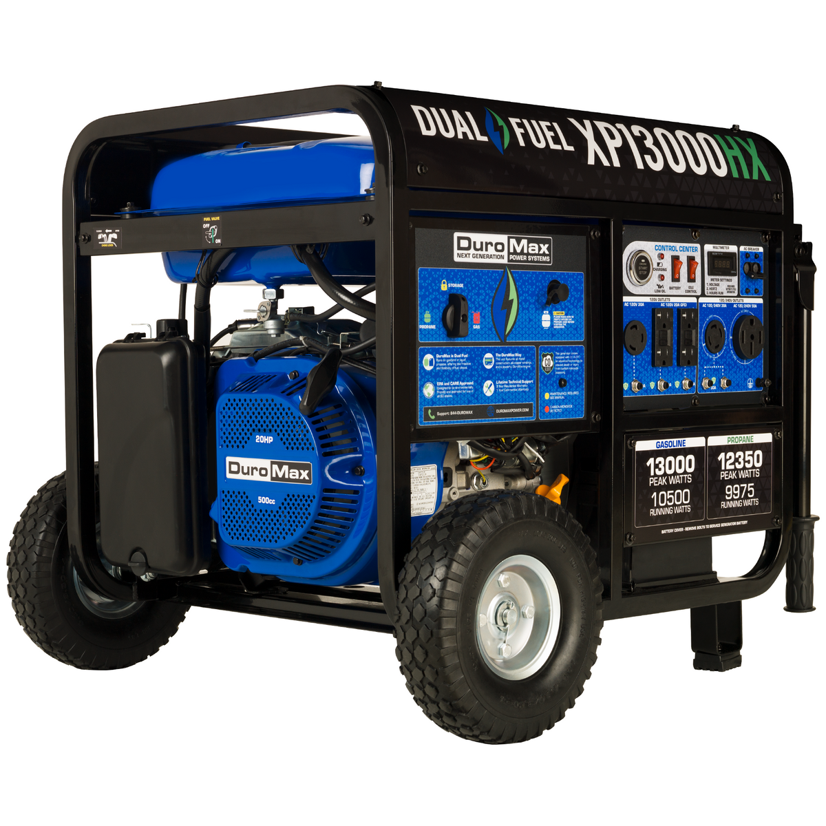 DuroMax XP13000HX 13,000 Watt Portable Dual Fuel Gas Propane CO Alert Generator