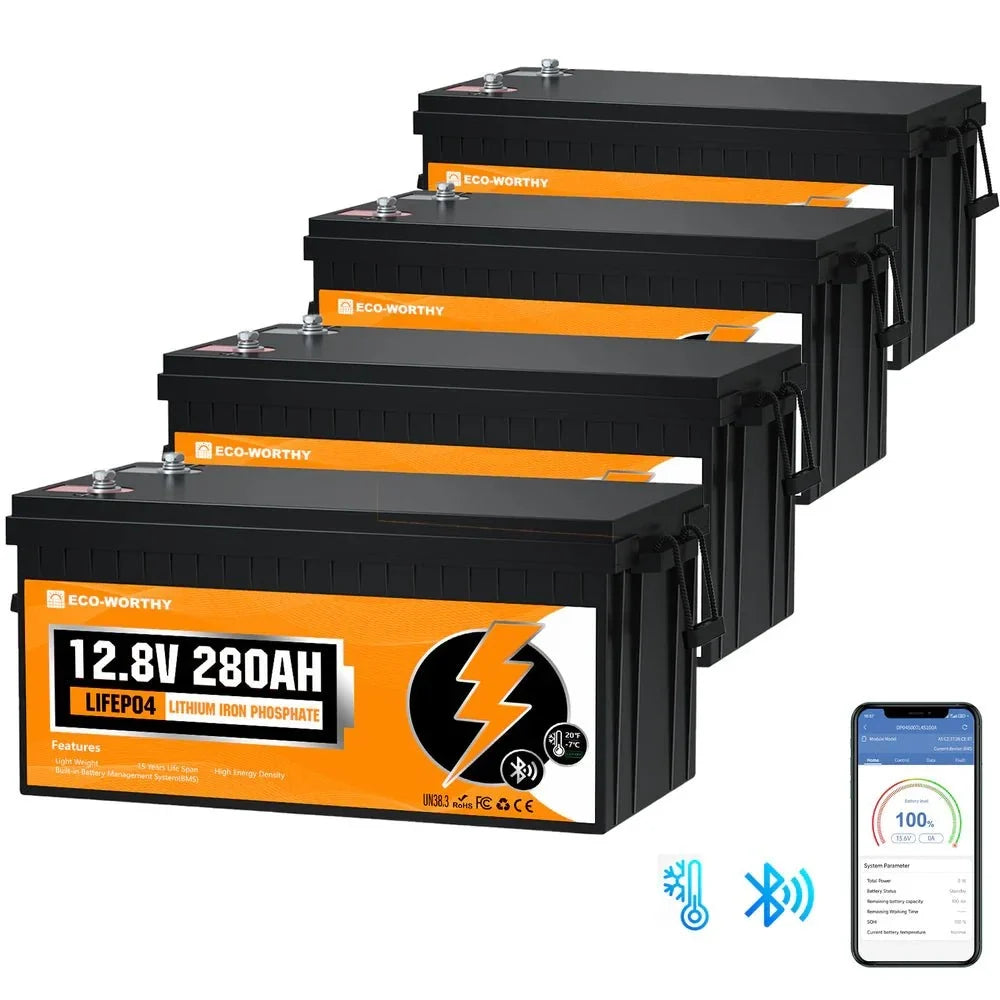 ECO-WORTHY 12V 280Ah Lithium Iron Phosphate Battery With Bluetooth