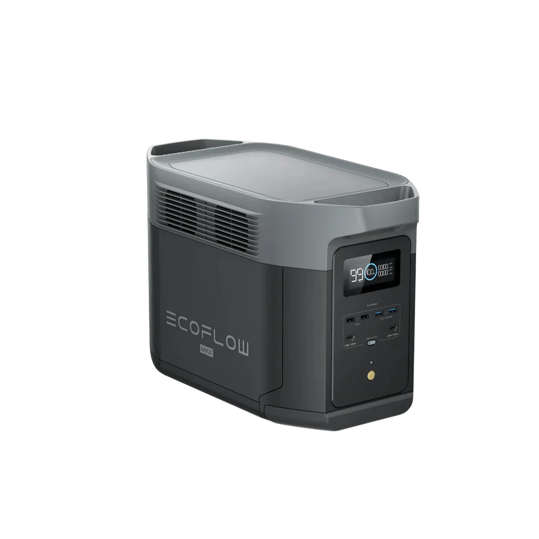 EcoFlow Delta 2 Max With 2 Extra Batteries 6144Wh 2400W LiFePO4 Solar Generator + 200W Portable Monocrystalline Solar Panels Kit