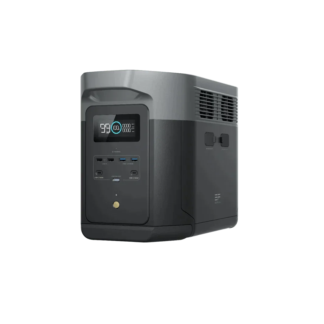 EcoFlow Delta 2 Max With 2 Extra Batteries 6144Wh 2400W LiFePO4 Solar Generator + 200W Portable Monocrystalline Solar Panels Kit