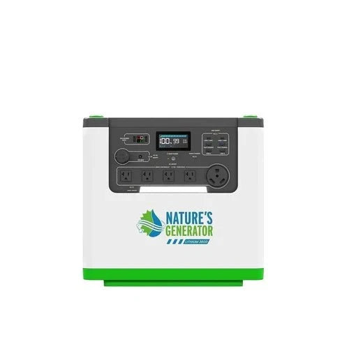 Natures Generator Lithium 3600 With 2 x 100W Monocrystalline Solar Panel + Wind Turbine
