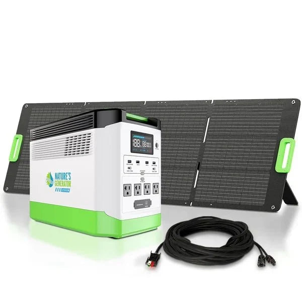 Natures Generator Lithium 1800 Solar Generator + 200W Folding Solar Panel