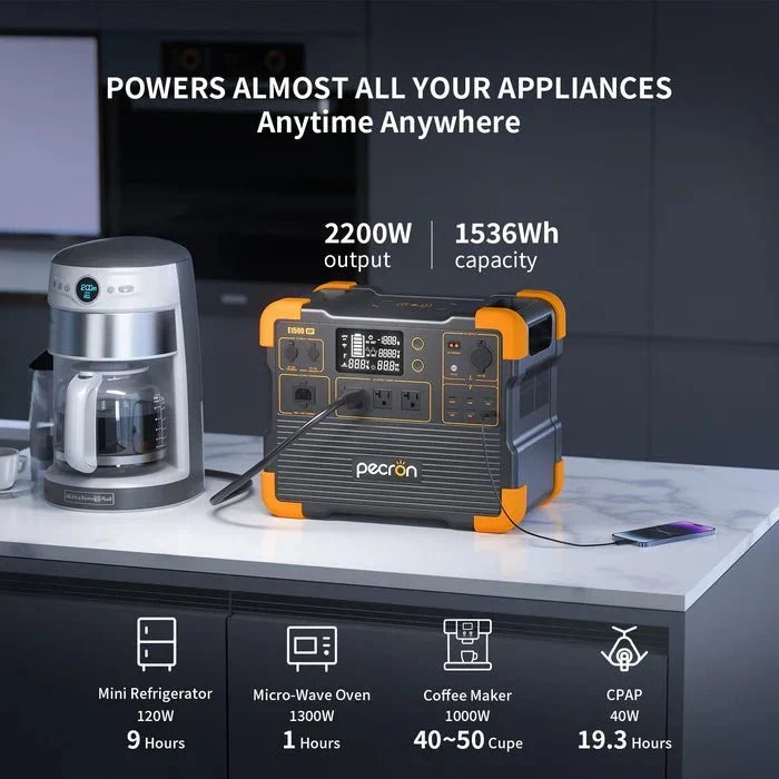 Pecron E1500LFP 2200W 1536Wh Expandable Portable Power Station