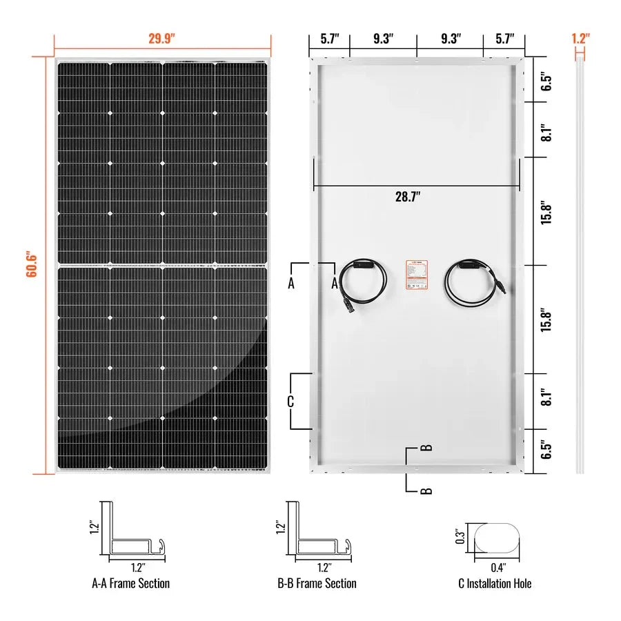 Rich Solar MEGA 250 PRO 250 Watt Monocrystalline Solar Panel UL Certified