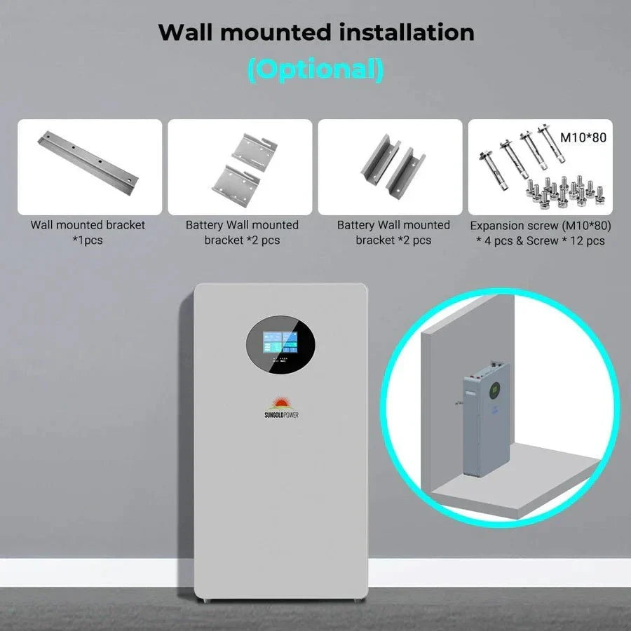 SunGoldPower Powerwall X 51.2V 200AH LiFePO4 Lithium Battery