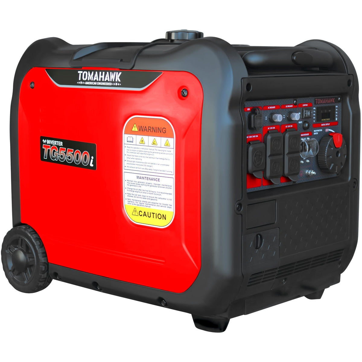 Tomahawk Power 5500 Watt Inverter Generator Super Quiet Portable Gas Power Professional Use